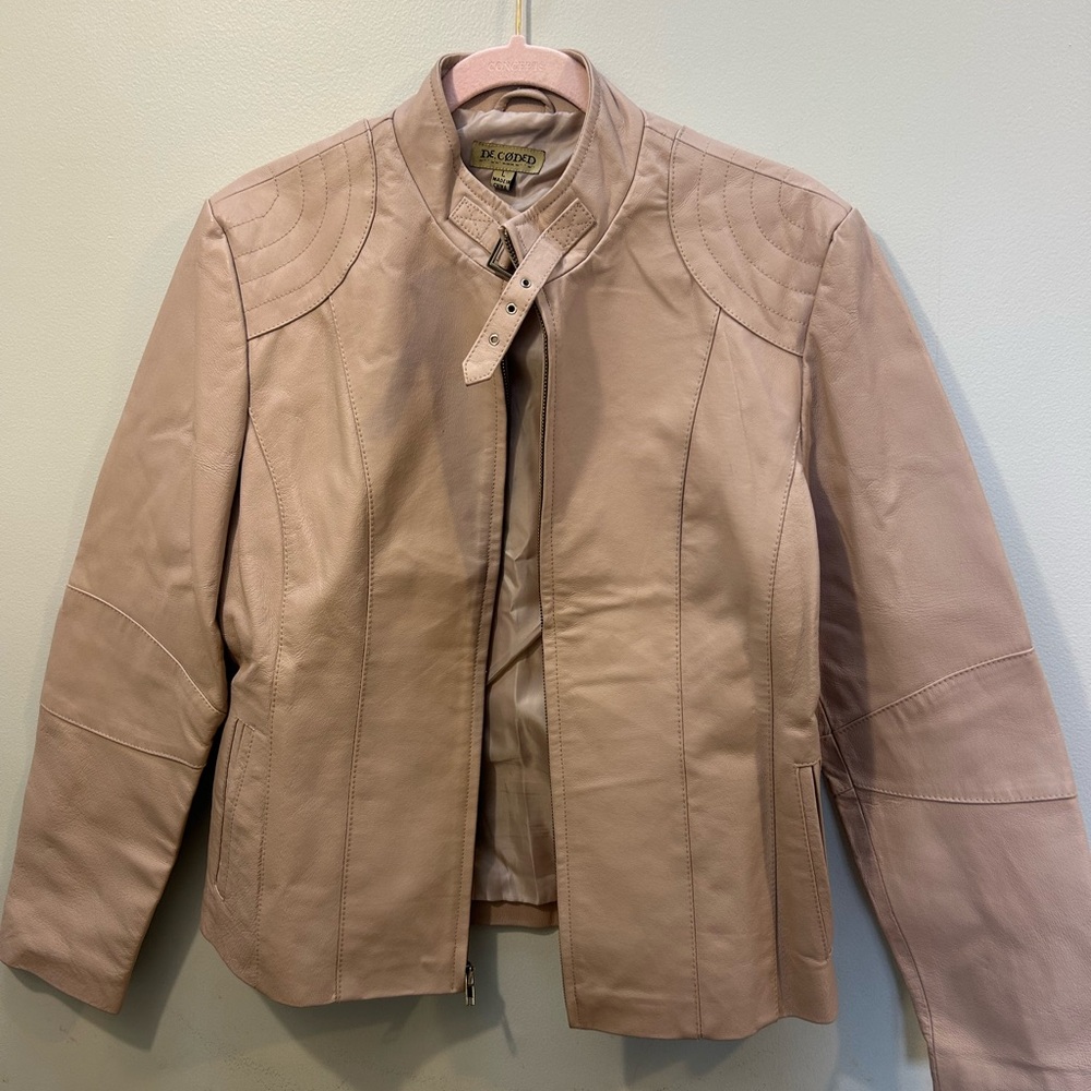 Large Women's Pink Leather Jacket